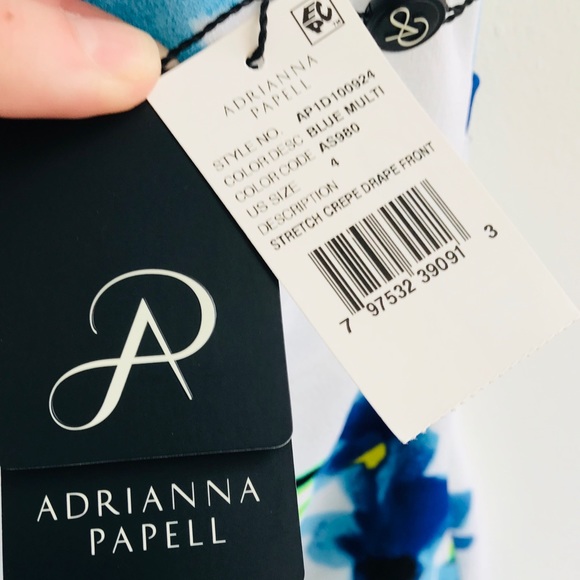 Adrianna Papell | NWT Floral Dress, Capped Sleeves - Picture 7 of 7